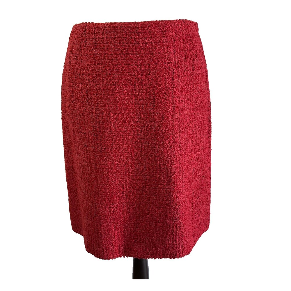 Escada Women's Red Tweed Woolen Knee Length Silk Blend Skirt Sz 6/36 Germany